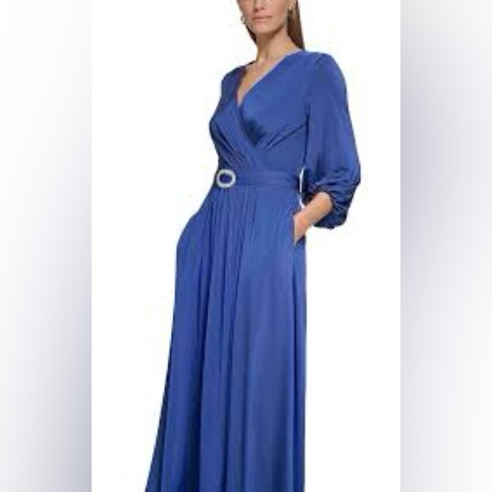 Elegant Blue Wrap Dress
